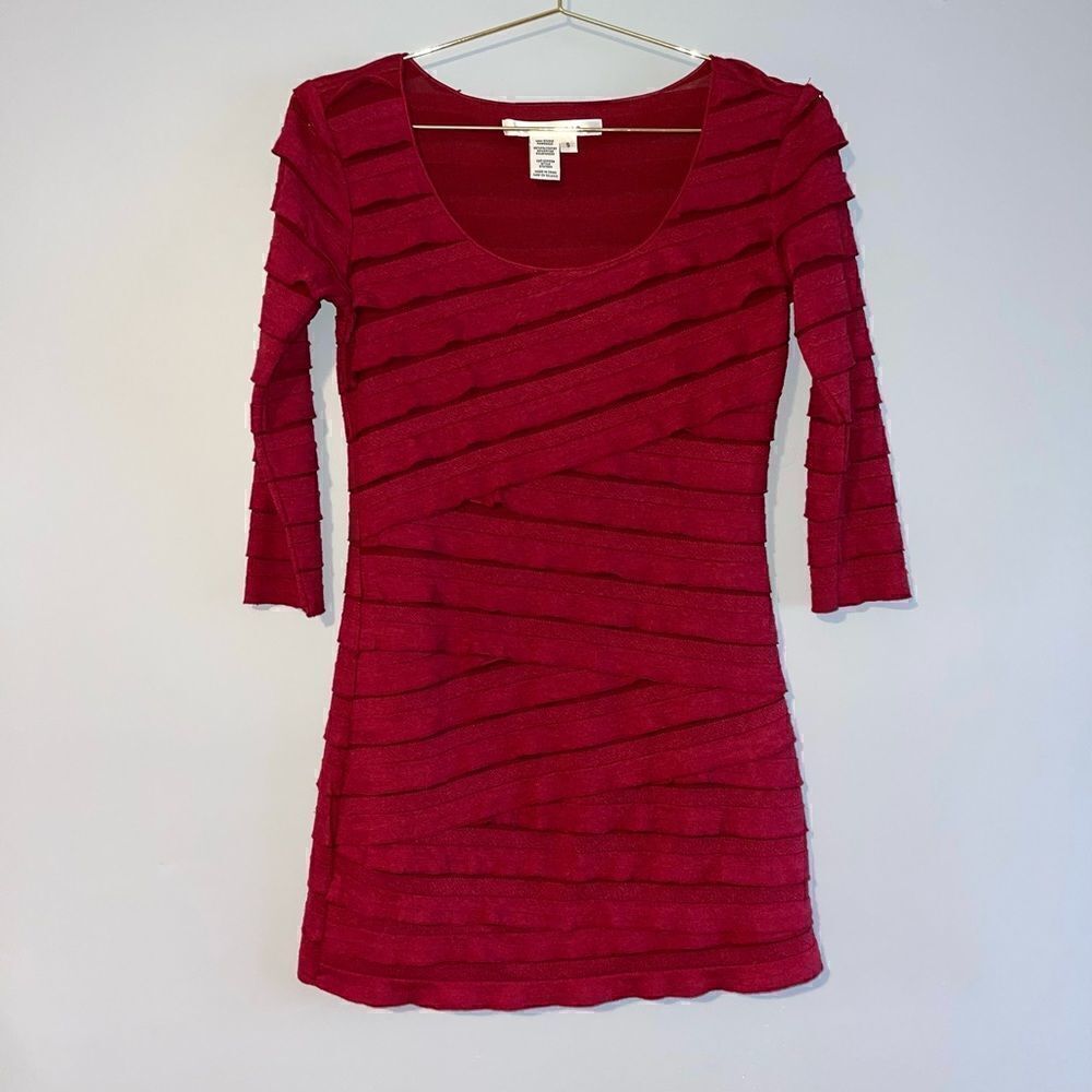 Max Studio Brick Red Tiered Mini Dress